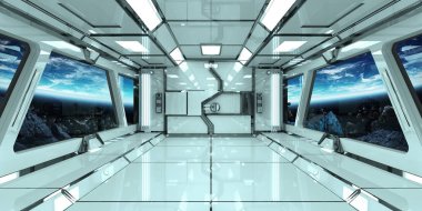 Uzay gemisi iç dünya üzerindeki manzaralı t 3d işleme öğeleri