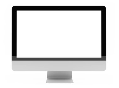 Beyaz arka plan 3d render modern bilgisayar ekranında