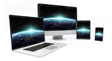 Modern dijital gümüş teknik cihaz 3d render