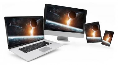 Modern dijital gümüş teknik cihaz 3d render