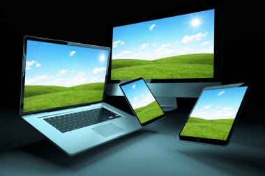 Modern dijital gümüş teknik cihaz 3d render