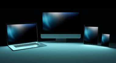 Modern dijital gümüş teknik cihaz 3d render