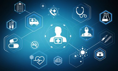 Modern tıbbi arayüz simgeleri 3d render ile