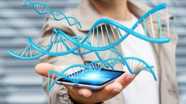 Modern Dna yapısı 3B oluşturmayı kullanarak iş adamı