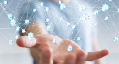 Uçan ağ topları bağlantı 3B oluşturmayı kullanarak Businesman