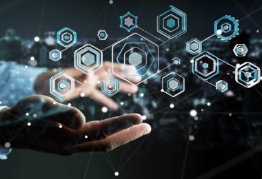 Bir siber saldırı 3d render engellemek için antivirus istimal iş adamı