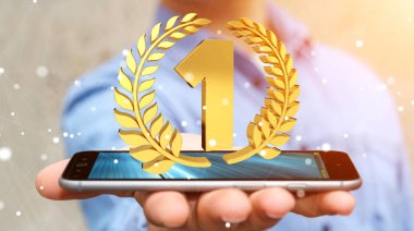 İlk altın fiyatı 3d render kazanan işadamı