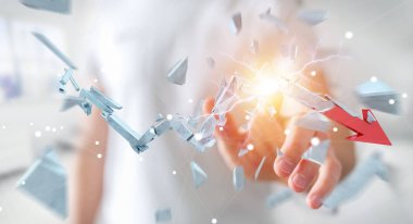 İşadamı kırık kriz ok 3d render ile