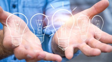 Bir kroki ampul tutan işadamı