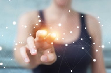 Holding ve uçan ağ bağlantısı dokunmadan işkadını 3d 