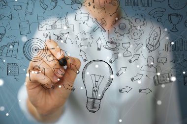 Bir kroki ampul kalemle çizim işkadını