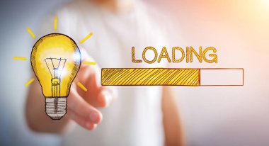 Holding ve yükleme kroki dokunmadan işadamı