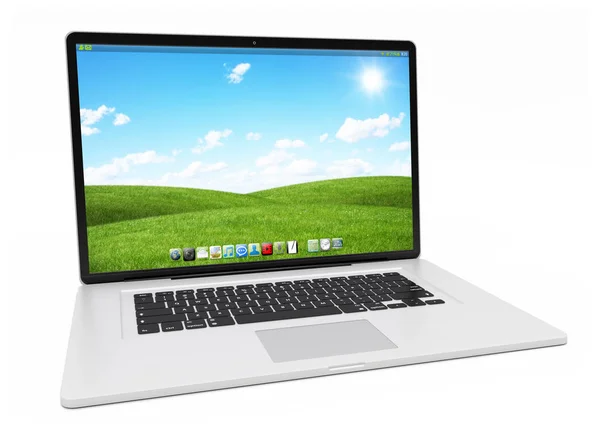 Modern ezüst laptop 3d-leképezés — Stock Fotó