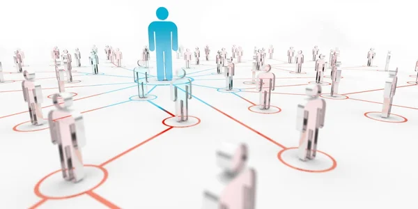 Leader connectant un groupe de personnes rendu 3D — Photo