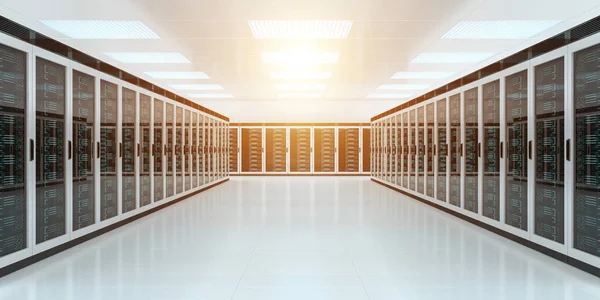 Server room data center interno rendering 3D — Foto Stock