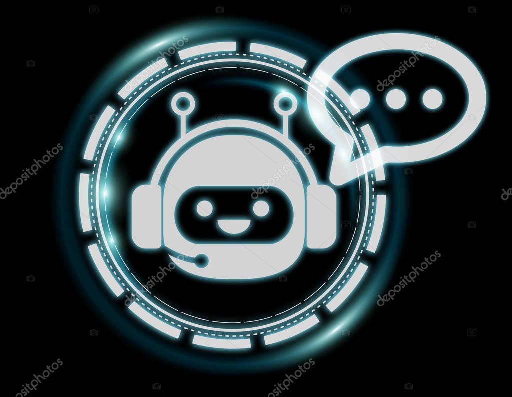 Chatbot illustration on black background 3D rendering