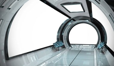 Uzay gemisi parlak iç 3d render