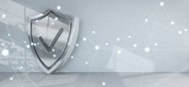 Kalkan kutsal kişilerin resmi iç bağlantıları 3d render ile