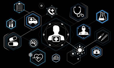 Modern tıbbi arayüz simgeleri 3d render ile