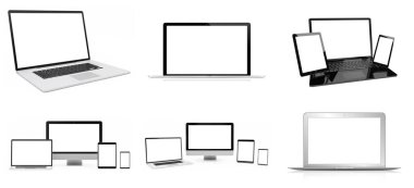 Modern dijital gümüş teknik aygıtı paketi 3d render