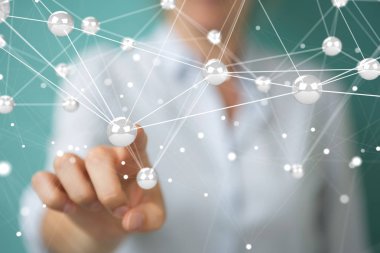 Uçan ağ topları bağlantı 3B oluşturmayı kullanarak iş kadını