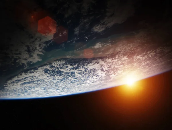 Planet Earth görünümü 3d işleme öğeleri bir şekilde döşenmiş bu görüntünün — Stok fotoğraf