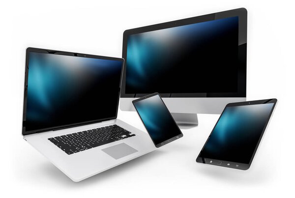 Modern digital silver tech device 3D rendering