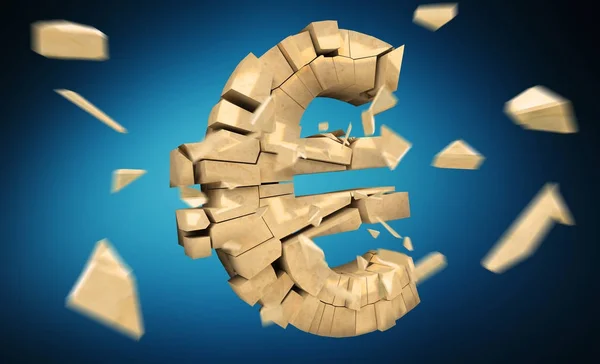 Exploderende euro's 3D-rendering — Stockfoto