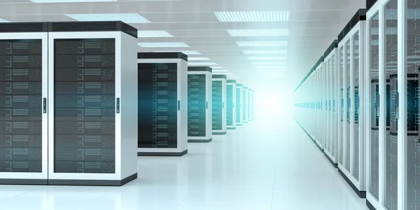 Datacenter Server kamer interieur 3D-rendering — Stockfoto