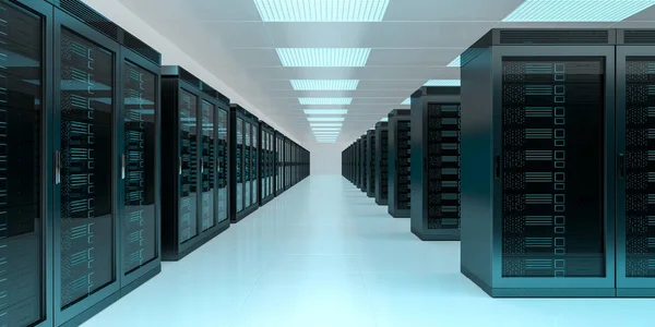 Server room data center interior 3D rendering