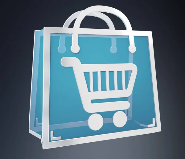 Digitale winkelen pictogrammen geïsoleerd 3D-rendering — Stockfoto