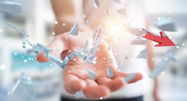 İşadamı kırık kriz ok 3d render ile