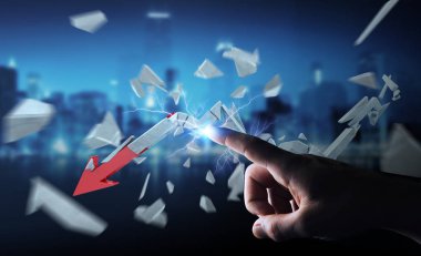 İşadamı kırık kriz ok 3d render ile