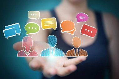 Holding ve tartışma simgeleri kroki dokunmadan işkadını