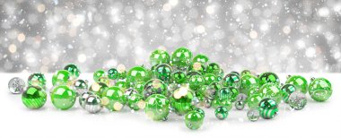 Yeşil ve beyaz Noel baubles 3d render