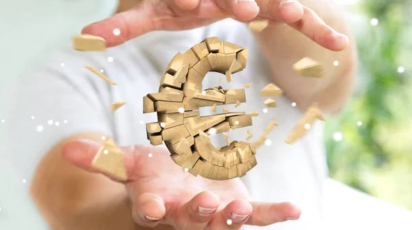 Empresario con explosión euro moneda 3D renderizado —  Fotos de Stock