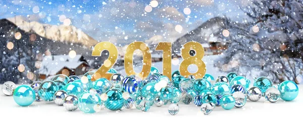 2018 Nouvel An avec Noël boules rendu 3D — Photo