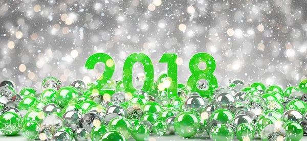 2018 Nouvel An avec Noël boules rendu 3D — Photo