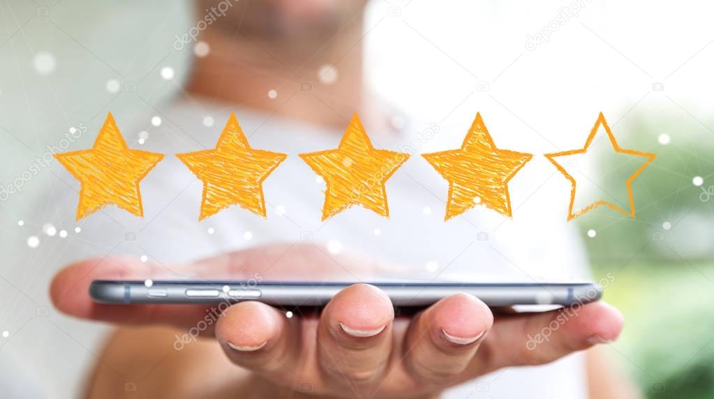 Businessman rating with hand drawn stars 