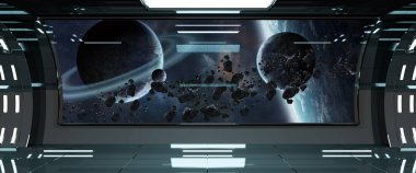 Uzay gemisi iç gezegenler 3d render unsurları üzerinde Manzaralı