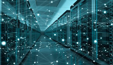 Sunucu odası Merkezi Cyber veriler 3B oluşturmayı alışverişi