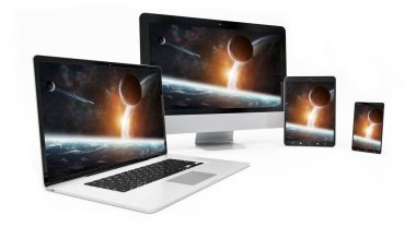 Modern dijital gümüş teknik cihaz 3d render