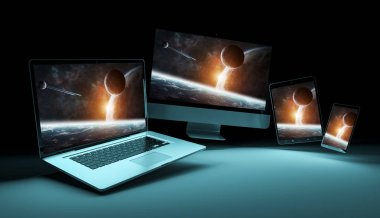 Modern dijital gümüş teknik cihaz 3d render
