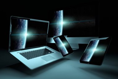 Modern dijital gümüş teknik cihaz 3d render