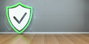 Kalkan kutsal kişilerin resmi iç bağlantıları 3d render ile