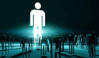 Bir grup insan 3d render aydınlatıcı lideri