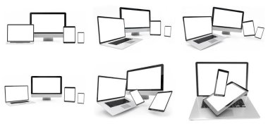 Modern dijital gümüş teknik aygıtı paketi 3d render