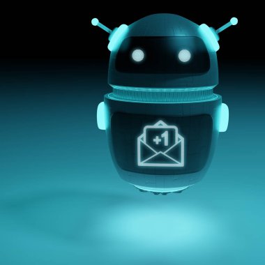 E-postaları 3d render fütüristik dijital robot
