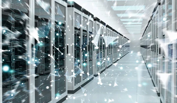 Server Room Center Austausch von Cyber-Daten 3D-Rendering — Stockfoto