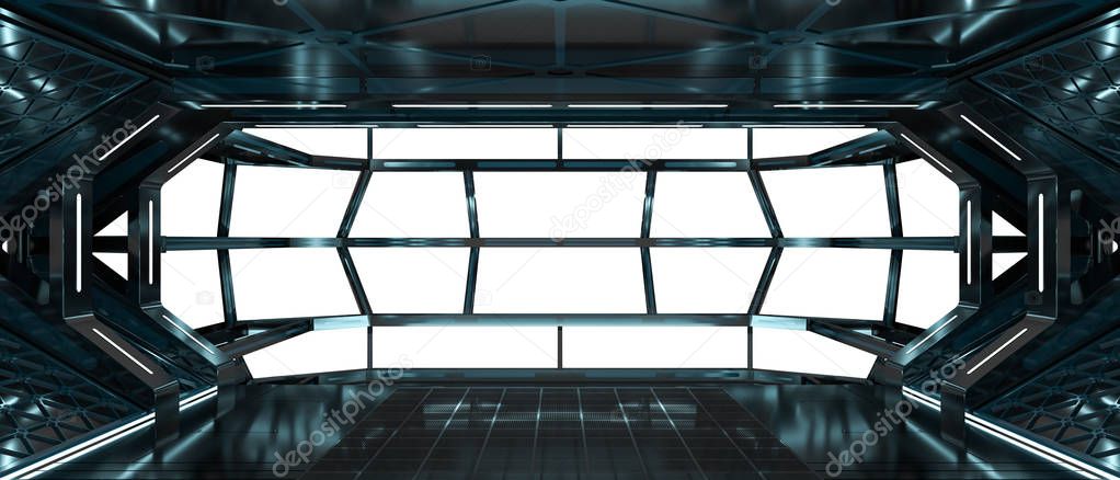 Spaceship dark interior 3D rendering
